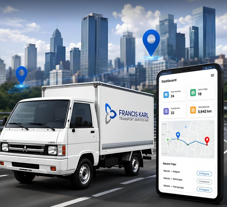 Francis Karl delivery truck and tracking dashboard